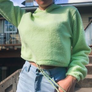 sherpa self-tie drawstring hoodie💚